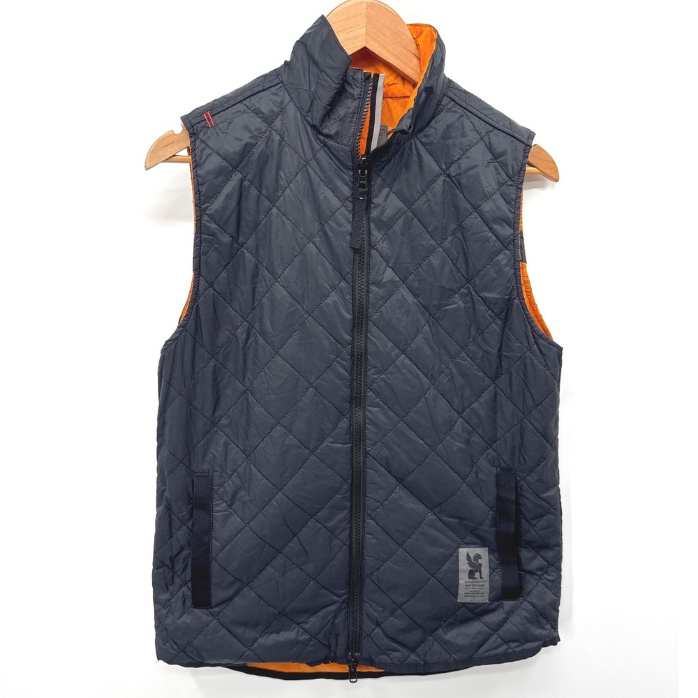 Chrome Industries Reversible Vest Mens Medium Orange Black Quilted Reflective